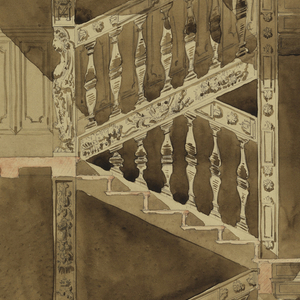 Drawing, Stair at the Cluny, Paris, 1887