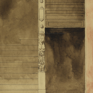 Drawing, Stair at the Cluny, Paris, 1887