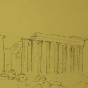 Drawing, View of the Parthenon and Surrounding Ruin Fragments from the West, Athens, Greece, April 1869