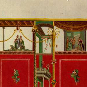 Book Illustration, Gemalte Wand im Atrium der Casa di Modesto zu Pompeji (Painted wall in the atrium of a modest house at Pompeii), From Die schönsten Ornamente und merkwürdigsten Gemälde aus Pompeji (Beautiful ornament and remarkable paintings from Pompeii, 1828–59