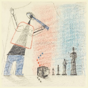 Drawing, Imaginary Figure, Clock and Sculpture, for A Gas, Light and Coke Co., ca. 1935