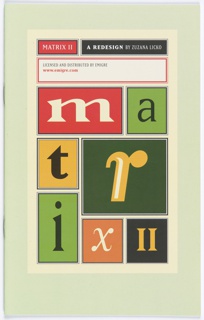 Type Specimen Booklet, Matrix II: A Redesign by Zuzana Licko
