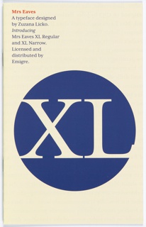 Type Specimen Booklet, Mrs Eaves XL