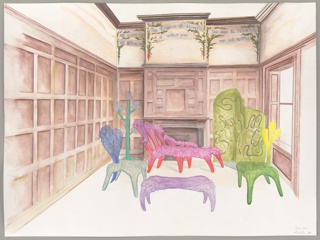 Drawing, Study for Game Room