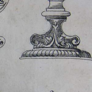 Drawing, Picture inventory with 5 table pieces, 1650