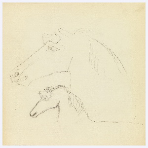 Drawing, Two Studies of Horses