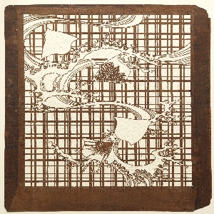 Katagami, Waves and Chidori Birds on a Lattice, late 19th–early 20th century