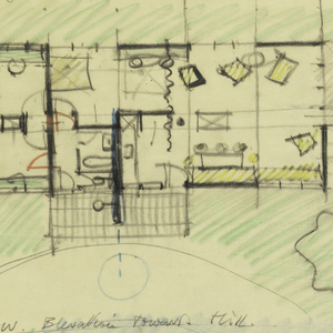 Drawing, Plan and Two Elevations of Proposed Cottage for Kirk Wilkinson, Wellfleet, MA, 1953–54