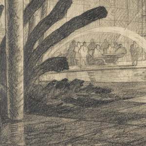 Drawing, Large Building Lobby, July 15, 1948