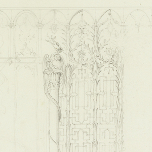 Drawing, Design for Wall Decoration for the South Wall of the Entrance Hall, Royal Pavilion, Brighton, 1815–22