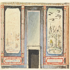 Drawing, Design for a Chimneypiece, Wall with Chinoiserie Landscape, possibly for Library, Royal Pavilion, Brighton, 1802