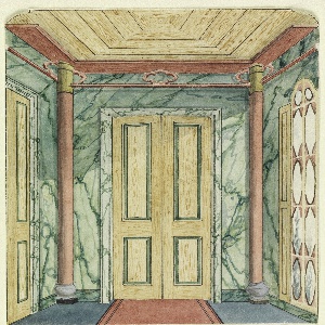 Drawing, Design for a Lobby, Possibly the Ante Room to the Music Room, 1815–22