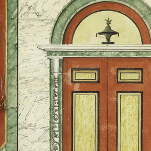 Drawing, Red Door, Marbleized Wall, 1815–22