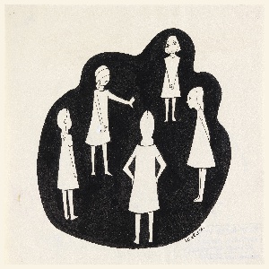 Drawing, Five Little Girls playing Blind Man