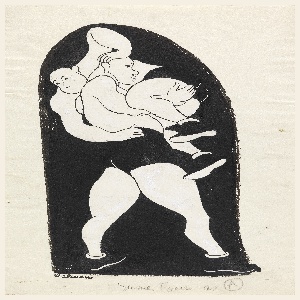 Drawing, Two Wrestlers, ca. 1940