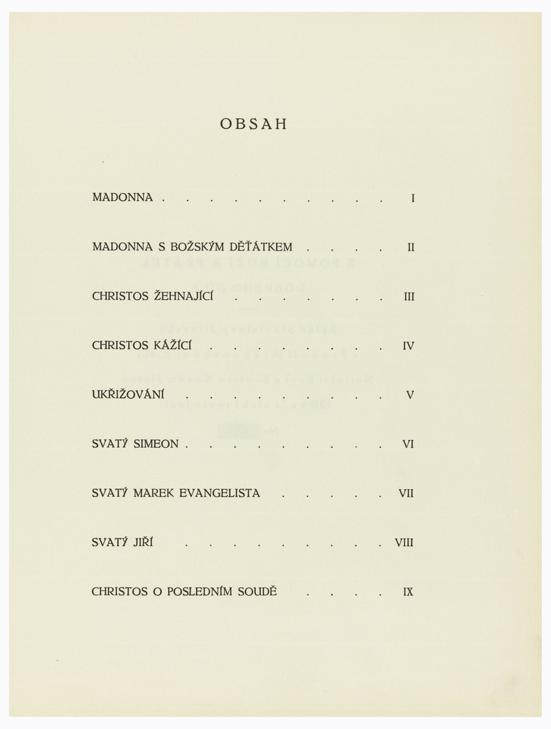 Print, Table of Contents for "Ethiopie, cili Christos, Madonna a Svati, jak jsem ie videl v illuminacich starych ethiopskych kodexu" Portfolio