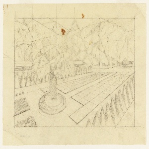 Drawing, Garden Rendered in Perspective, 1912–19