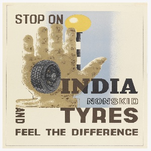 Poster, Stop on the India Nonskid Tyres and Feel the Difference, 1935