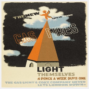 Poster, The New Gas Fires Light Themselves, Gas Light & Co., 1935