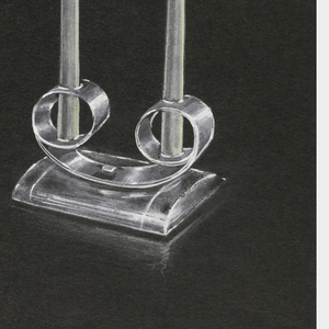 Drawing, Two silver candlestick holders, 20th century