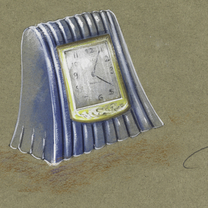 Drawing, Blue triangle clock, 20th century