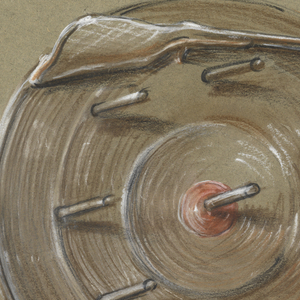 Drawing, Ring Toss Wheel with Gun, 20th century