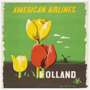 Poster, American Airlines, Holland, 1948