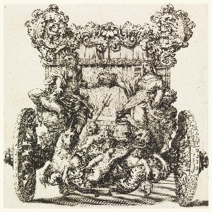 Print, Rear View of the First Carriage of Lord Catelmaine Built in 1686 by Andrea Cornely after Ciro Ferri (1634-1689), 1687–1700