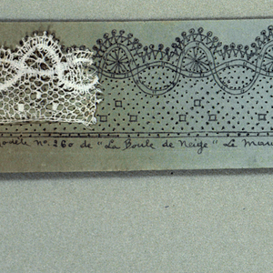Pattern Pricking With Lace Sample, "La Boule de Neige"  [The Snowball], early 20th century