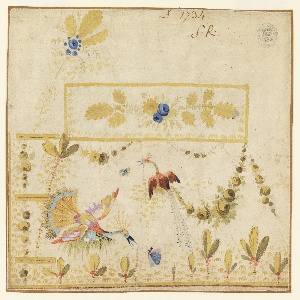 Drawing, Embroidery Design for a Gilet: Birds in a Garden, 1780–90