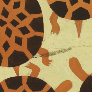 Drawing, Turtle Motif (orange) , Textile Design, 1950–70