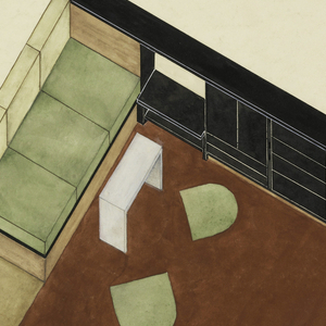 Drawing, Design for a Modern Living Room/Bedroom, 1933–39