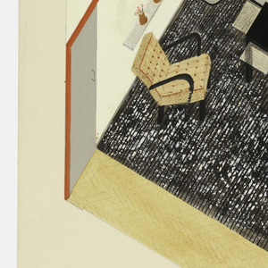 Drawing, Design for a Modern Living Room/Bedroom with Built-in Bed and Cabinets, 1933–39