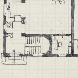 Drawing, Siedlungstype [Housing Example (Two Rowhouse Façade Elevations with Two Floor Plans)], ca. 1929