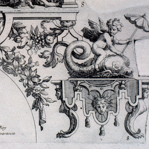 Print, Fan leaves, Eighth and ninth plates of the set, "Divers Desseins de grands Eventails, Encrans, et autres Ornamens, inventés et gravés par Nicolas Loire", ca. 1670