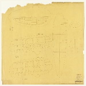 Drawing, Dymaxion Car (Car #C-2), Body Framing, Plan, and Elevation, 1933