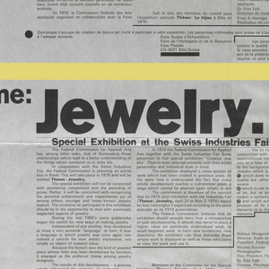 Poster, Theme: Jewelry Special Exhibition at the Swiss Industrie Fair, Basel, 1976