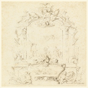 Drawing, Venus at the Forge of Vulcan, Design for a Sideboard Panel, ca. 1700