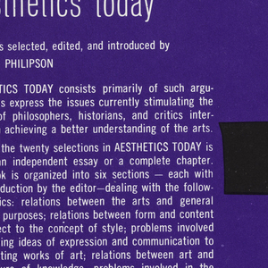 Book Cover, Aesthetics Today, 1960