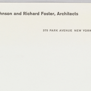 Letterhead, Philip Johnson and Richard Foster, Architects, 375 Park Avenue, New York, NY, 1967