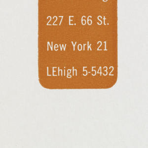 Label, Elaine Lustig, 227 East 66th Street, New York, NY, 1955