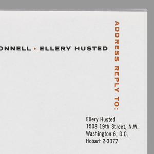 Letterhead, Ellery Husted, Washington, D.C., 1958