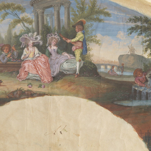 Fan Leaf, Fan Leaf with Musicians in Landscape, ca. 1760