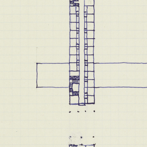 Drawing, Hotel (Façade Elevation with Two Interior Floor Plans), 1950s