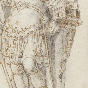 Drawing, Sculptural Figure on a Pedestal