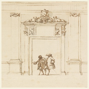 Drawing, Doorcase for the Villa Albani and two men, 1750–55