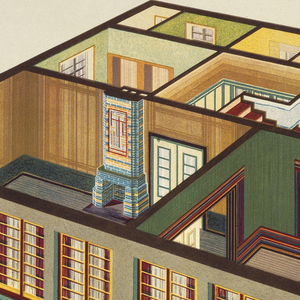 Book Illustration, Farbige Räume und Bauten (Color in Interior Decoration), Axonometric Drawing of an Interior, plate 30, ca. 1929