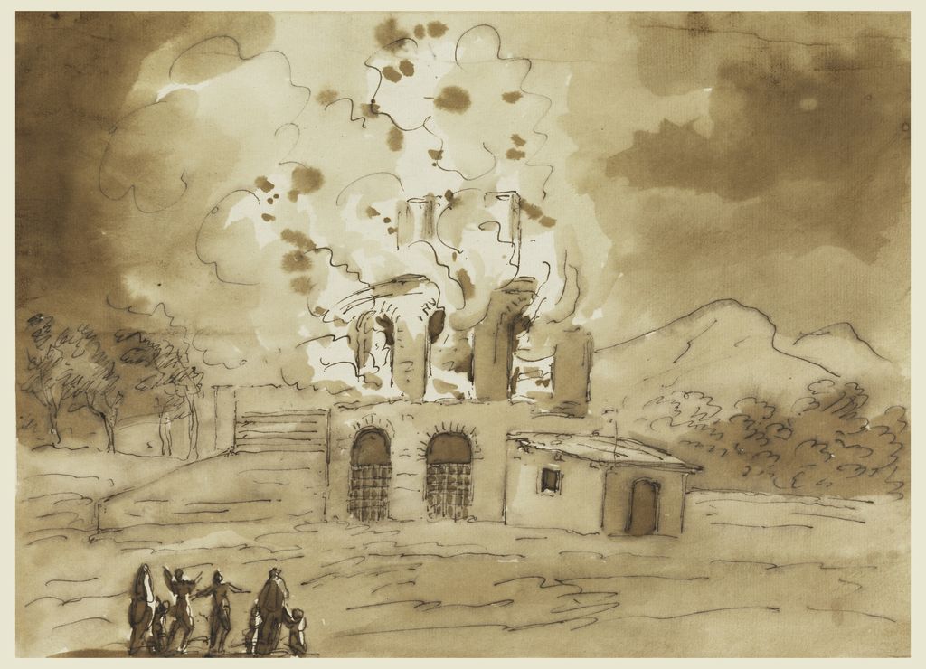 Drawing, Landscape with a Burning Tower