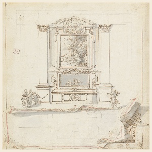 Drawing, Design for an Altar: Elevation, with Trompe l