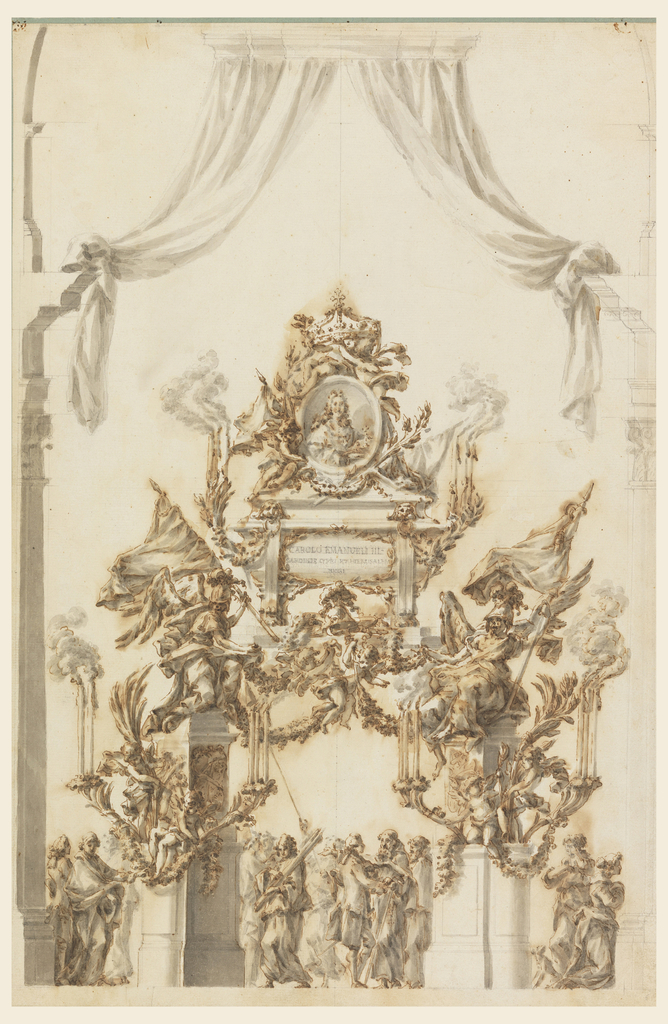 Drawing, Design for a Catafalque for Charles Emanuel III of Sardinia